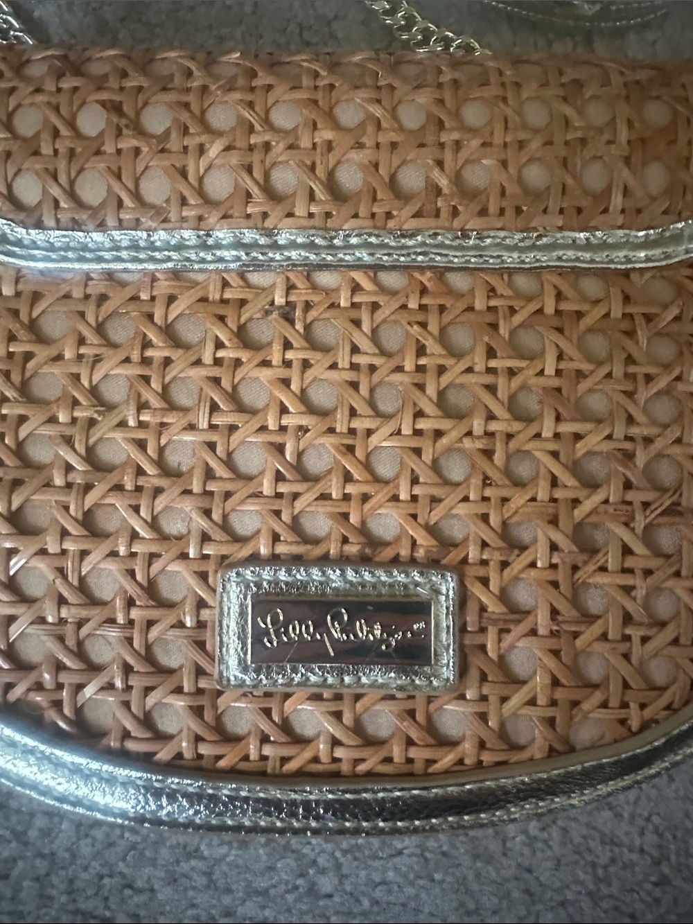 Lilly Pulitzer NWT La Concha Cane Crossbody Bag Natural - Picture 3 of 5